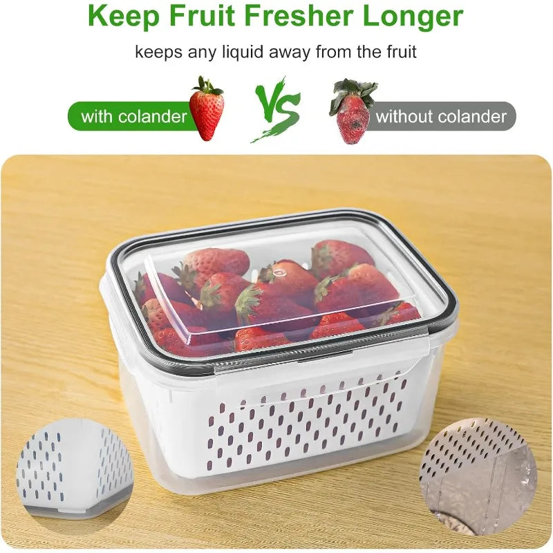 Clear Fresh-Keeper Box – Drain Basket for Veggies & Fruits!