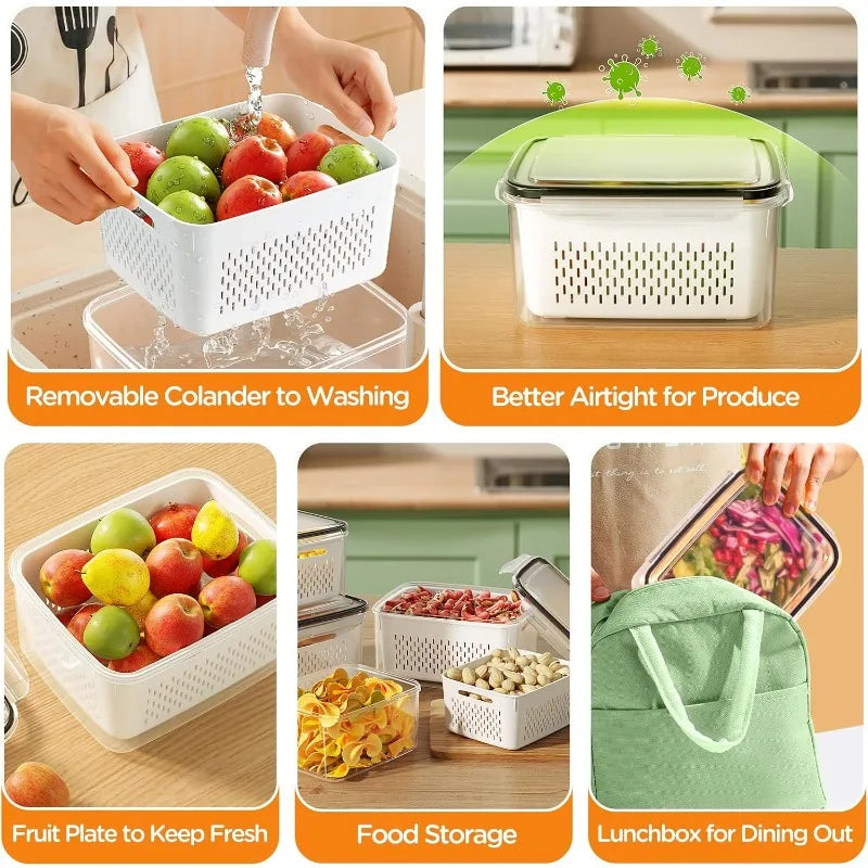 Clear Fresh-Keeper Box – Drain Basket for Veggies & Fruits!