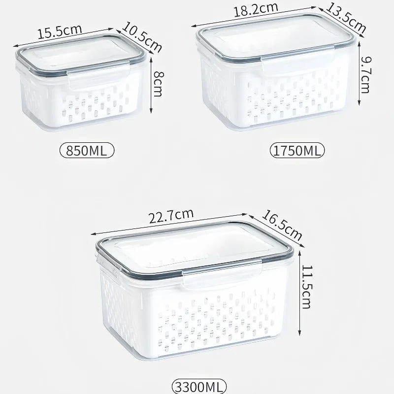 Clear Fresh-Keeper Box – Drain Basket for Veggies & Fruits!