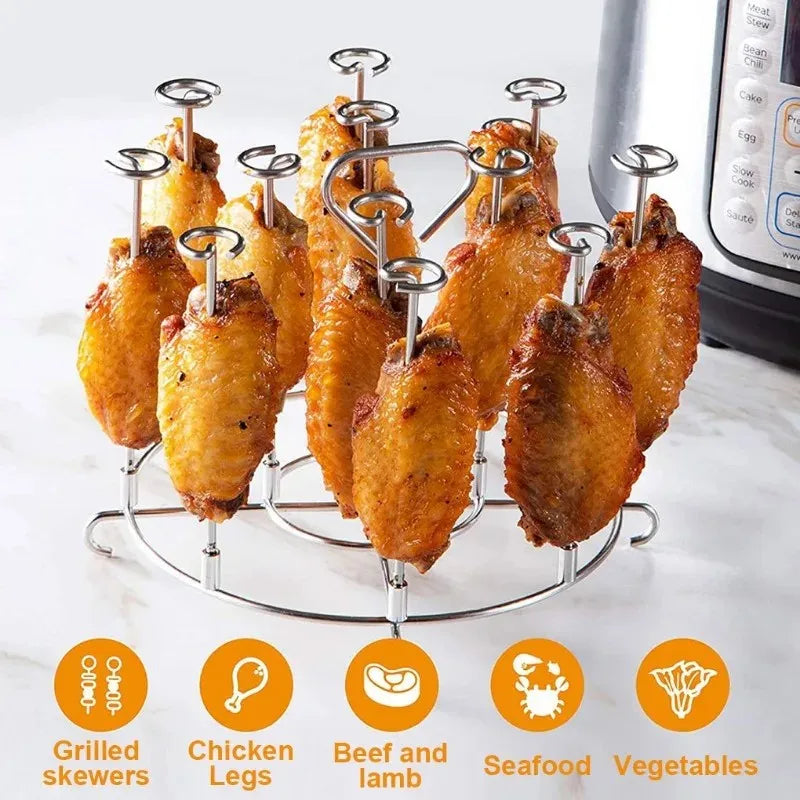 3-in-1 Air Fryer Grill – Vertical Kebab & BBQ, Oil-Free Cooking!