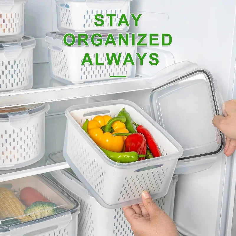Clear Fresh-Keeper Box – Drain Basket for Veggies & Fruits!